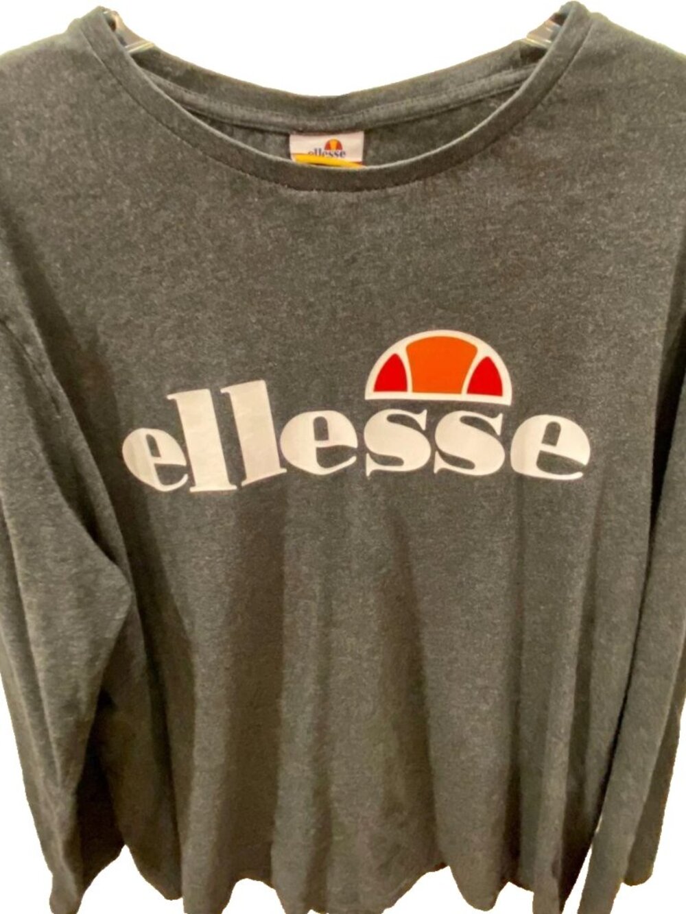 Ellesse Men’s Large Logo Long Sleeve Grey Tennis Retro